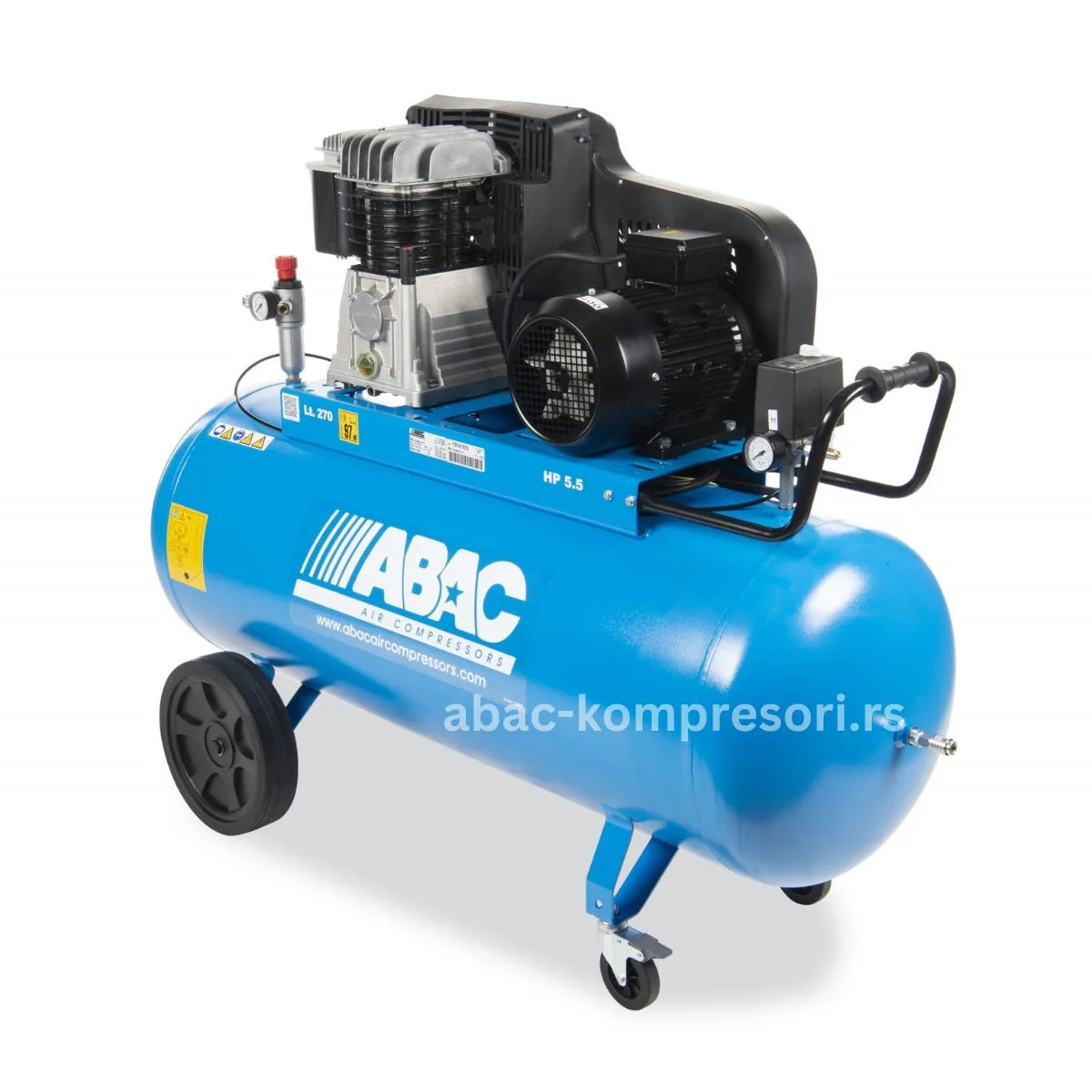 ABAC PRO 5900 270 CT5.5 — 4,1 kW, 10 bar, rezervoar 270 l, prikaz 4